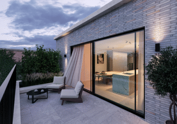 Achtergevel terras penthouse